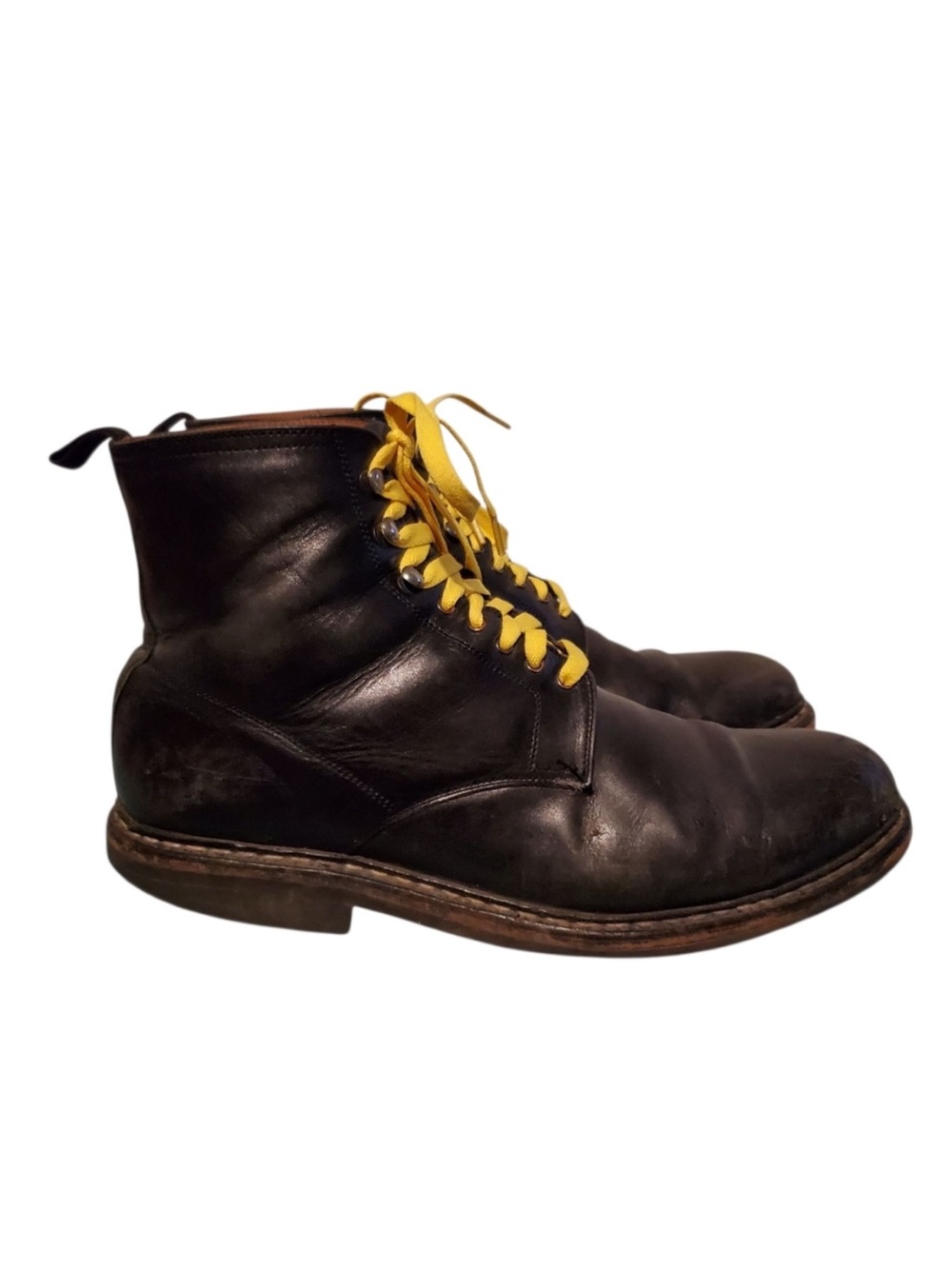 Heschung 1934 Black Leather Lace-Up Combat Boots Men's
Size 11.5